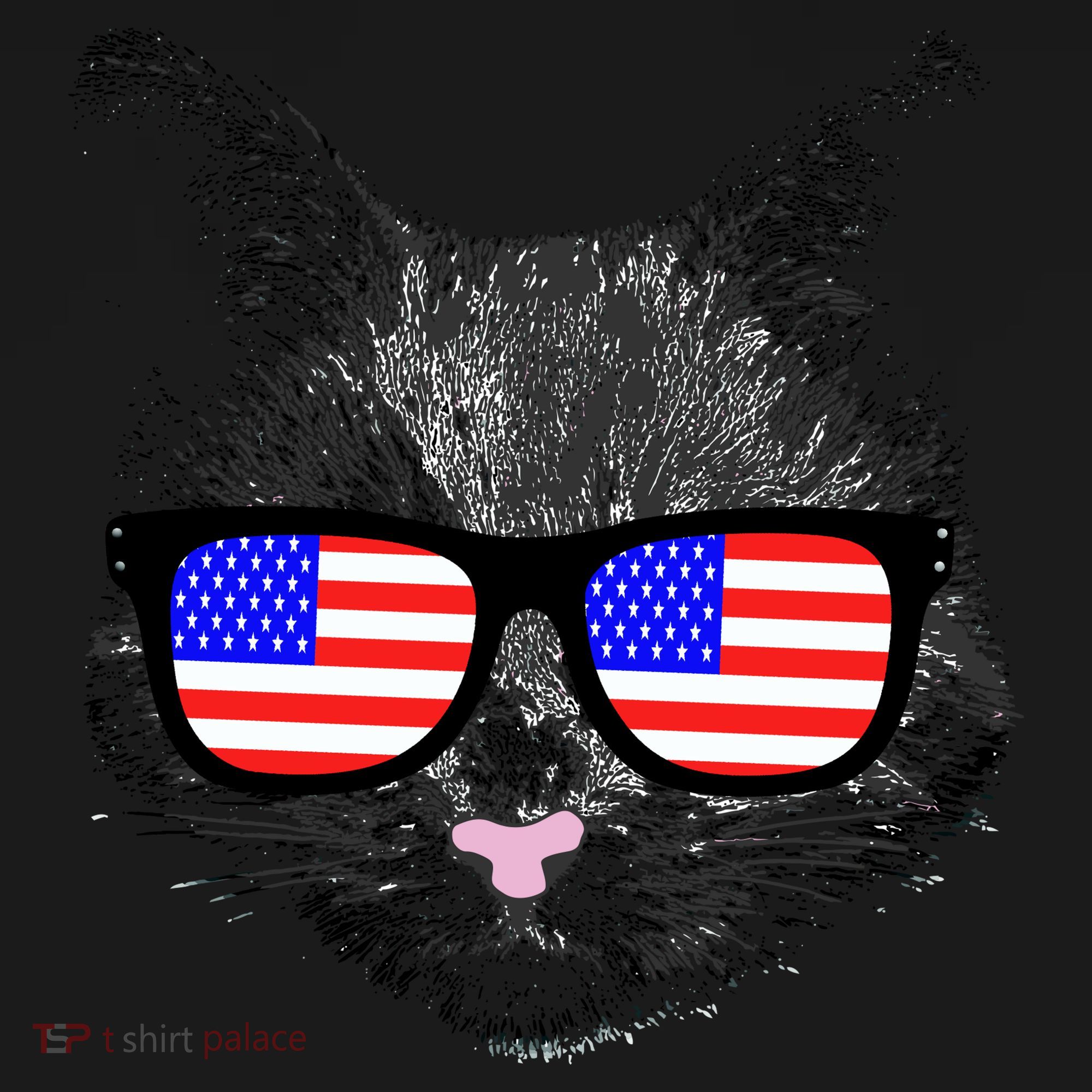 USA Cat Wearing American Flag Glasses Mousepad