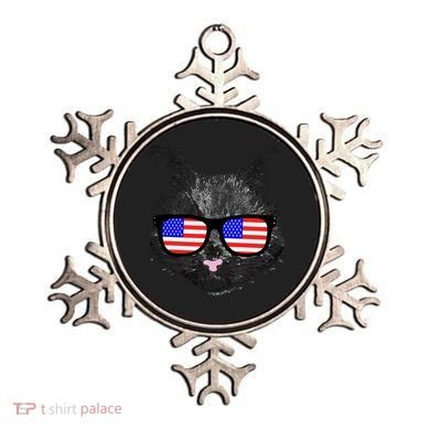 USA Cat Wearing American Flag Glasses Ornament