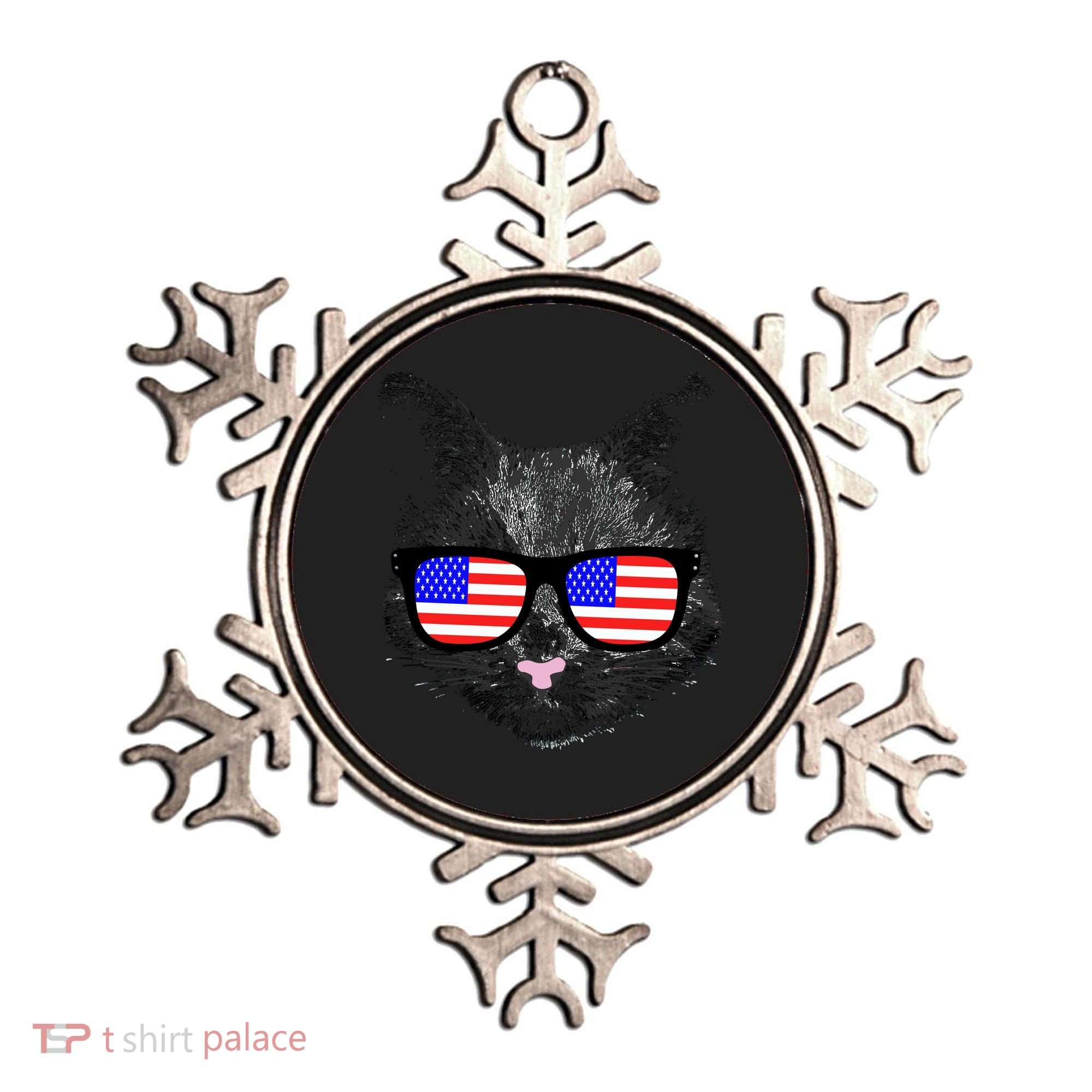 USA Cat Wearing American Flag Glasses Ornament