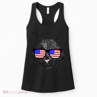 USA Cat Wearing American Flag Glasses Women's Tank Top thumb 0