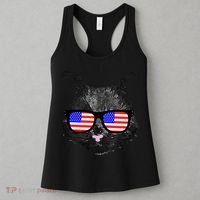 USA Cat Wearing American Flag Glasses Women's Tank Top thumb 3