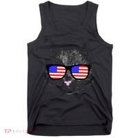 USA Cat Wearing American Flag Glasses Tank Top thumb 0