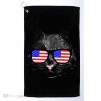 USA Cat Wearing American Flag Glasses Golf Towel thumb 0