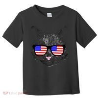USA Cat Wearing American Flag Glasses Toddler T-Shirt thumb 0