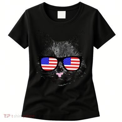 USA Cat Wearing American Flag Glasses Women's T-Shirt