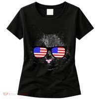 USA Cat Wearing American Flag Glasses Women's T-Shirt thumb 0
