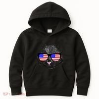 USA Cat Wearing American Flag Glasses Kids Hoodie thumb 0