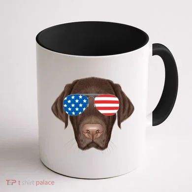 USA Chocolate Lab Dog Coffee Mug back
