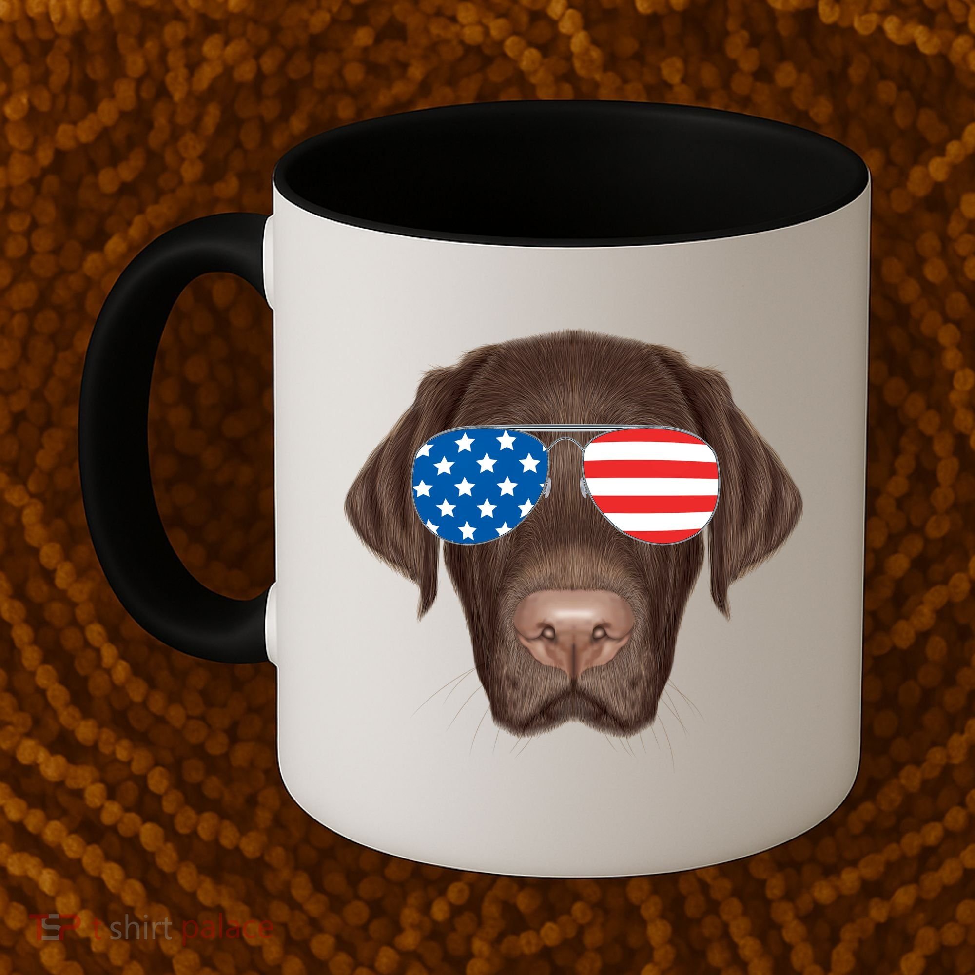 USA Chocolate Lab Dog Coffee Mug