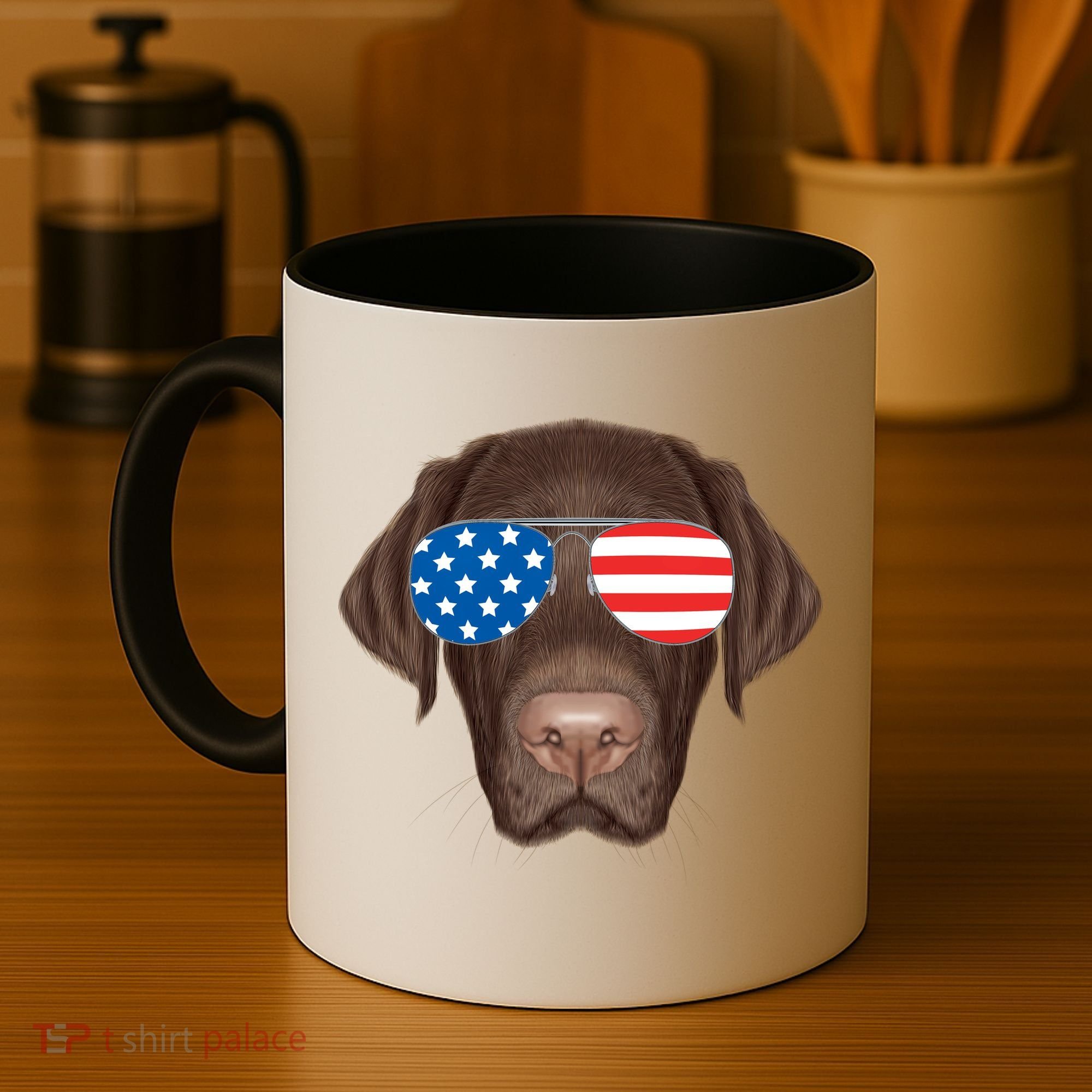 USA Chocolate Lab Dog Coffee Mug