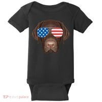 USA Chocolate Lab Dog Baby Bodysuit thumb 0