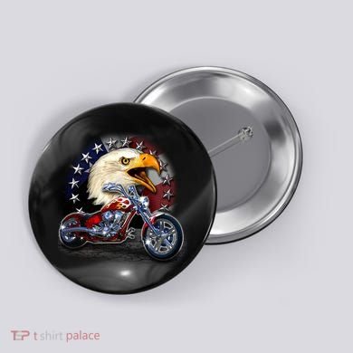 USA Chopper Bald Eagle Muscle Button