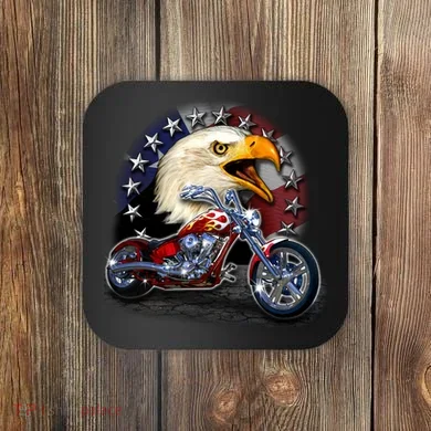 USA Chopper Bald Eagle Muscle Coaster