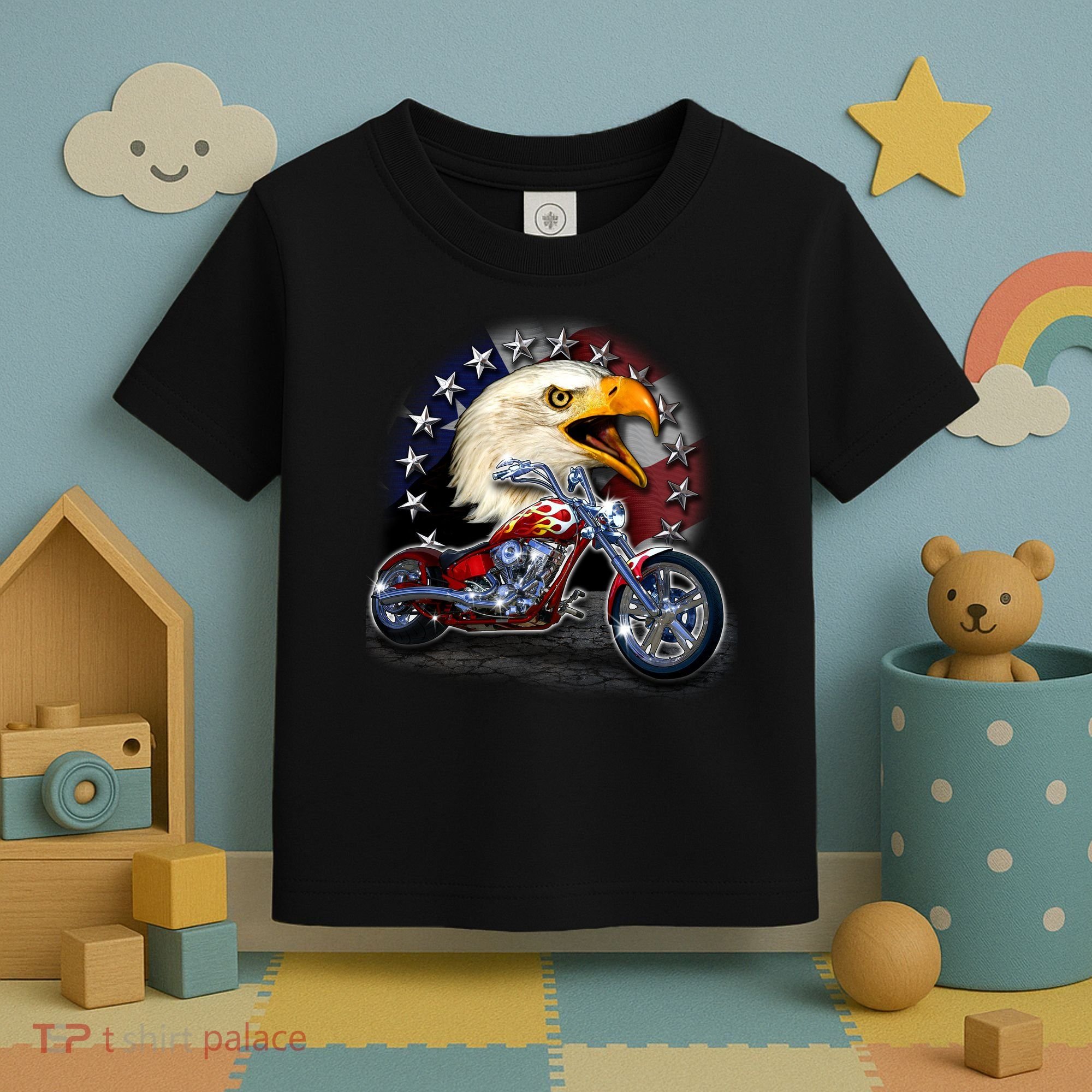 USA Chopper Bald Eagle Muscle Toddler T-Shirt