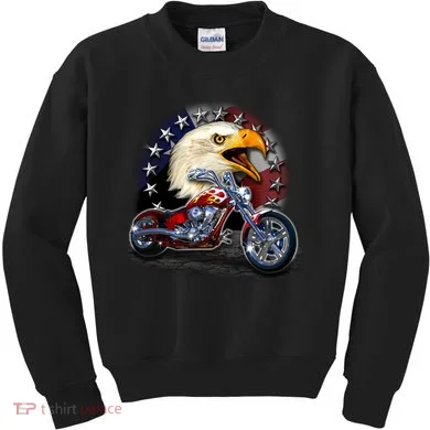 USA Chopper Bald Eagle Muscle Kids Sweatshirt