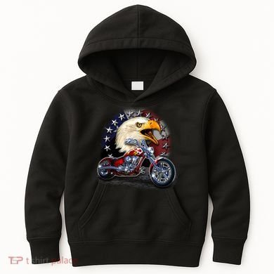 USA Chopper Bald Eagle Muscle Kids Hoodie