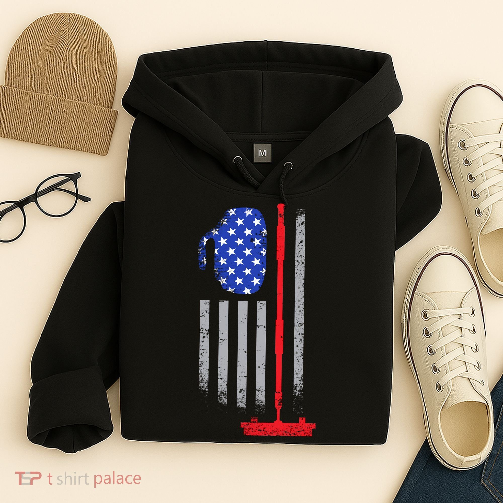 USA Curling Flag Hoodie