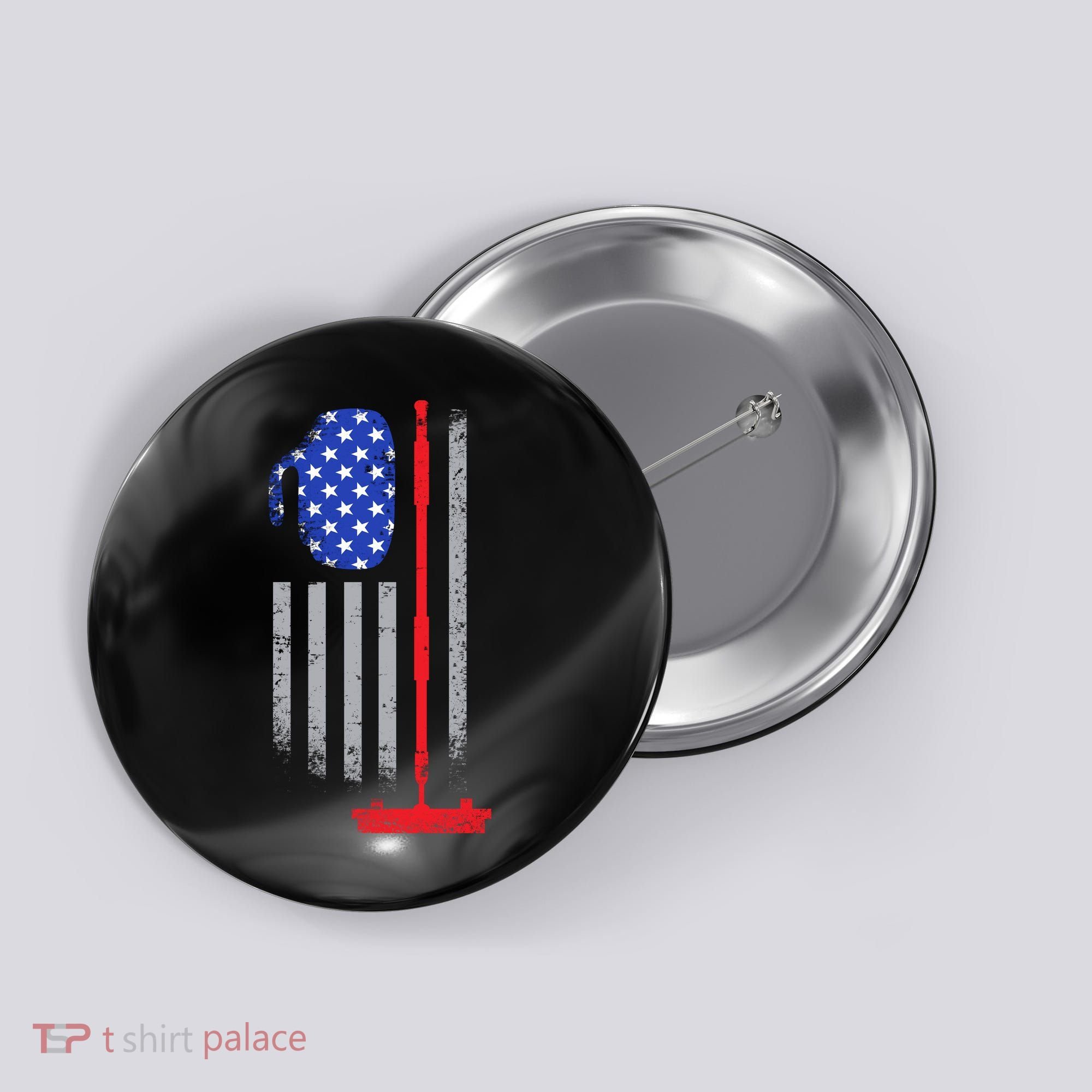 USA Curling Flag Button
