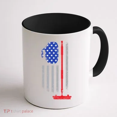 USA Curling Flag Coffee Mug back