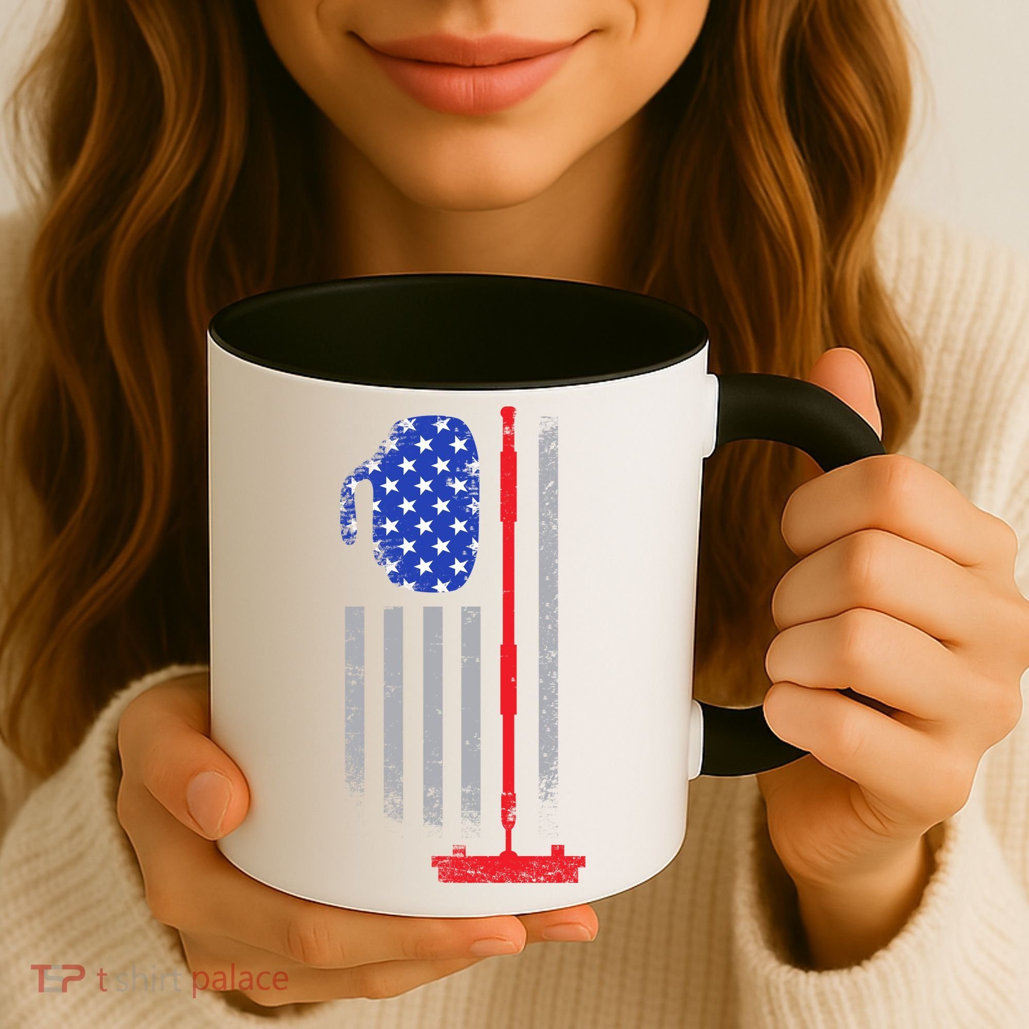 USA Curling Flag Coffee Mug