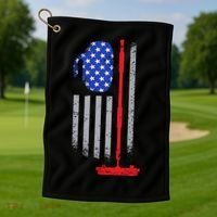 USA Curling Flag Golf Towel thumb 1