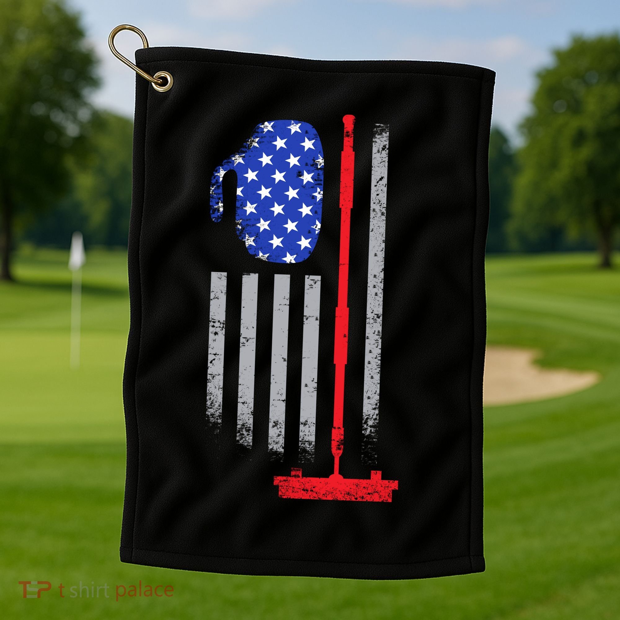 USA Curling Flag Golf Towel