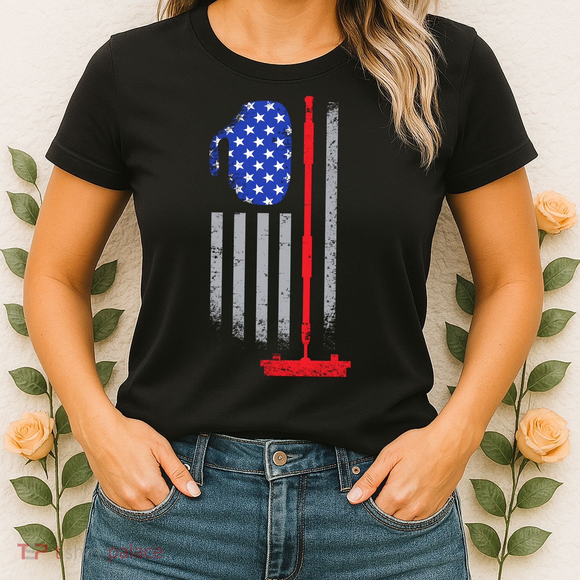 USA Curling Flag Women's T-Shirt