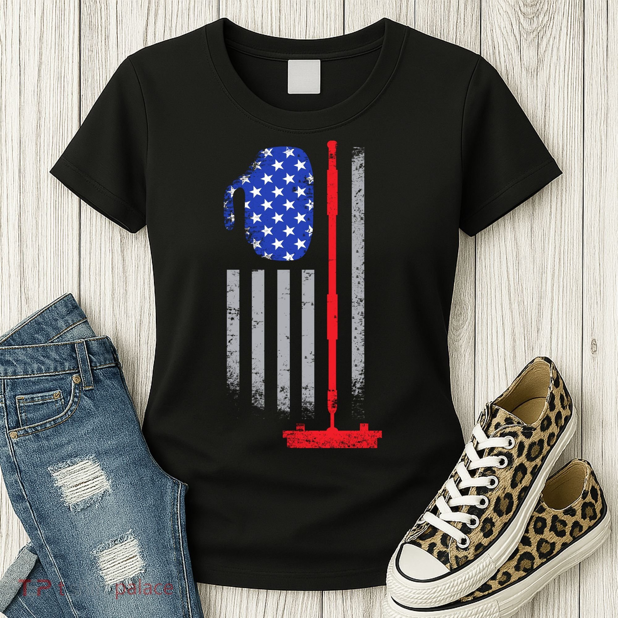 USA Curling Flag Women's T-Shirt