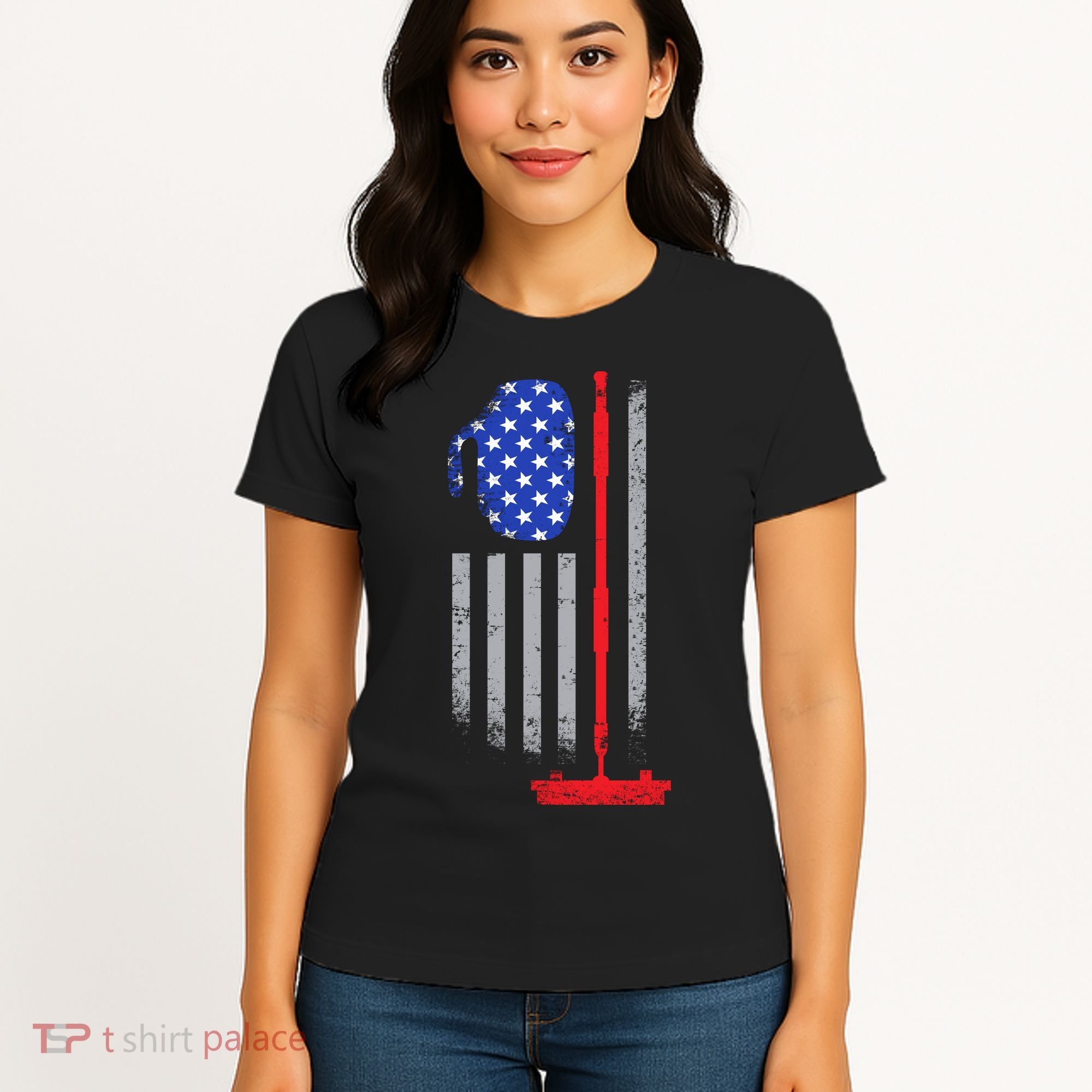 USA Curling Flag Women's T-Shirt