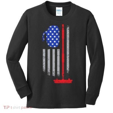 USA Curling Flag Kids Long Sleeve Shirt