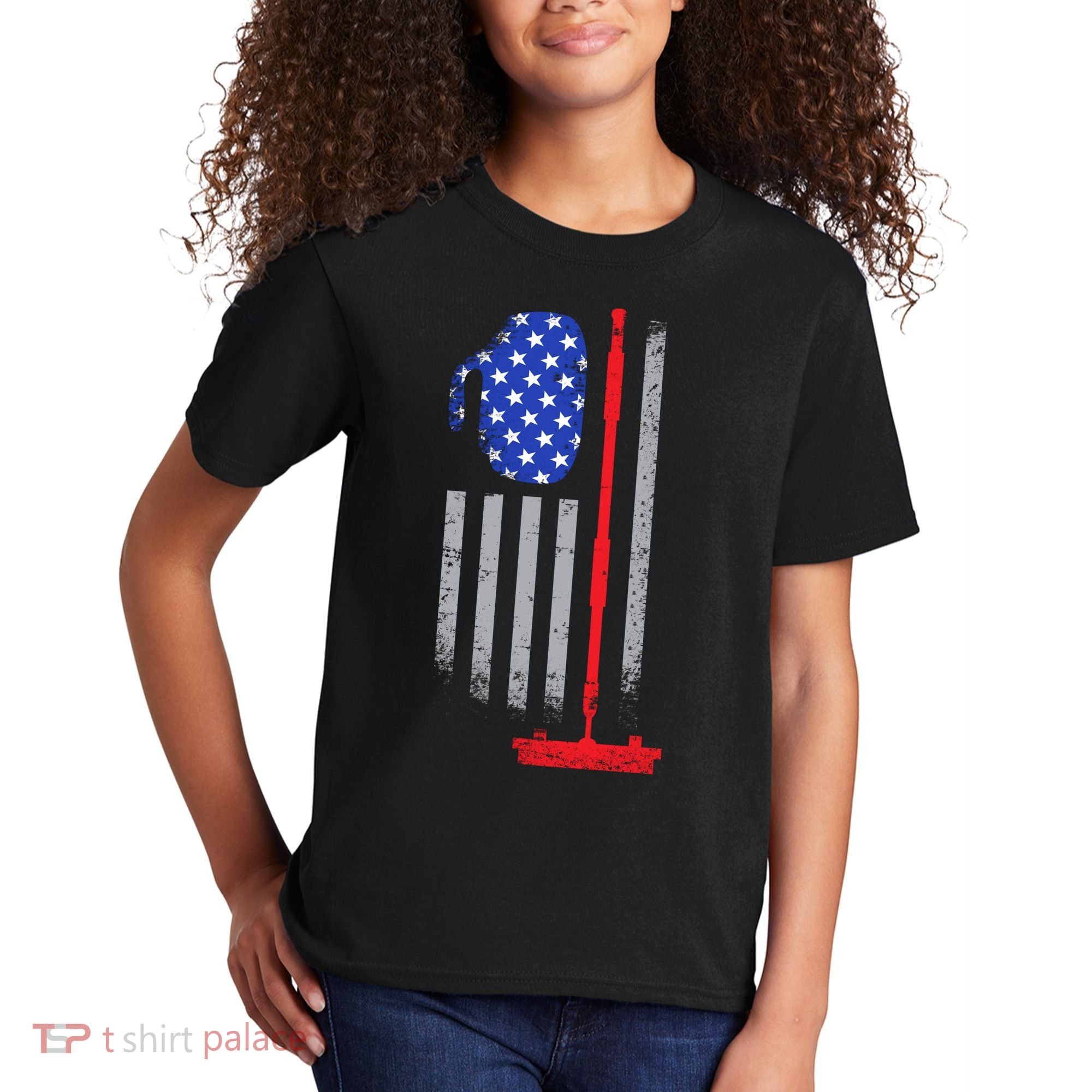 USA Curling Flag Kids T-Shirt