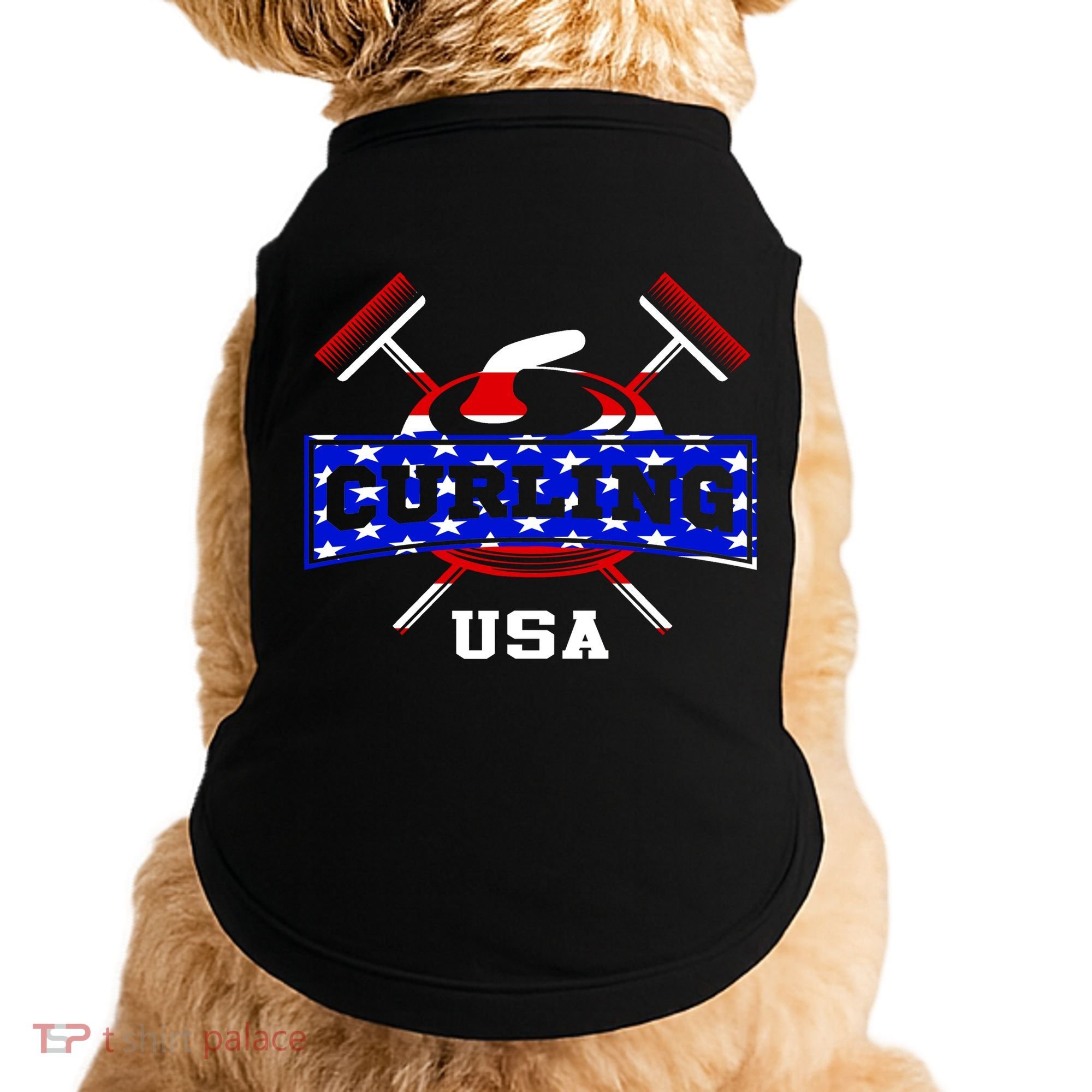 USA Curling Team Champs Winter Sports Games Doggie Tank