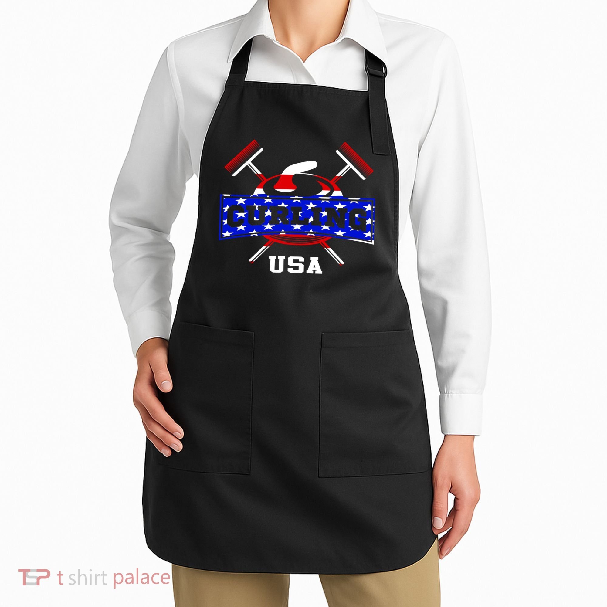 USA Curling Team Champs Winter Sports Games Apron