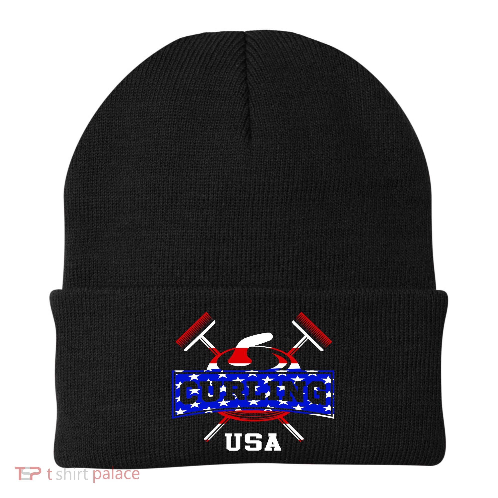 USA Curling Team Champs Winter Sports Games Beanie