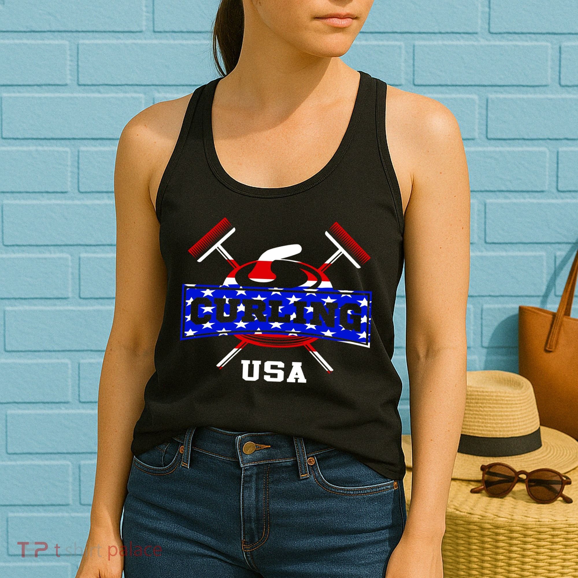 USA Curling Team Champs Winter Sports Games Women's Tank Top