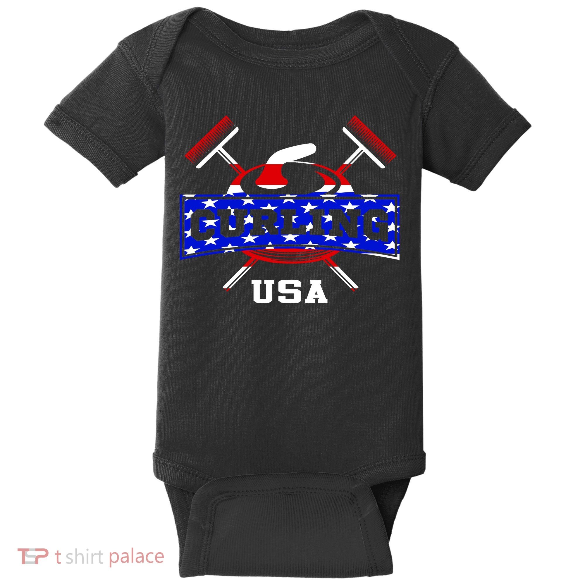 USA Curling Team Champs Winter Sports Games Baby Bodysuit