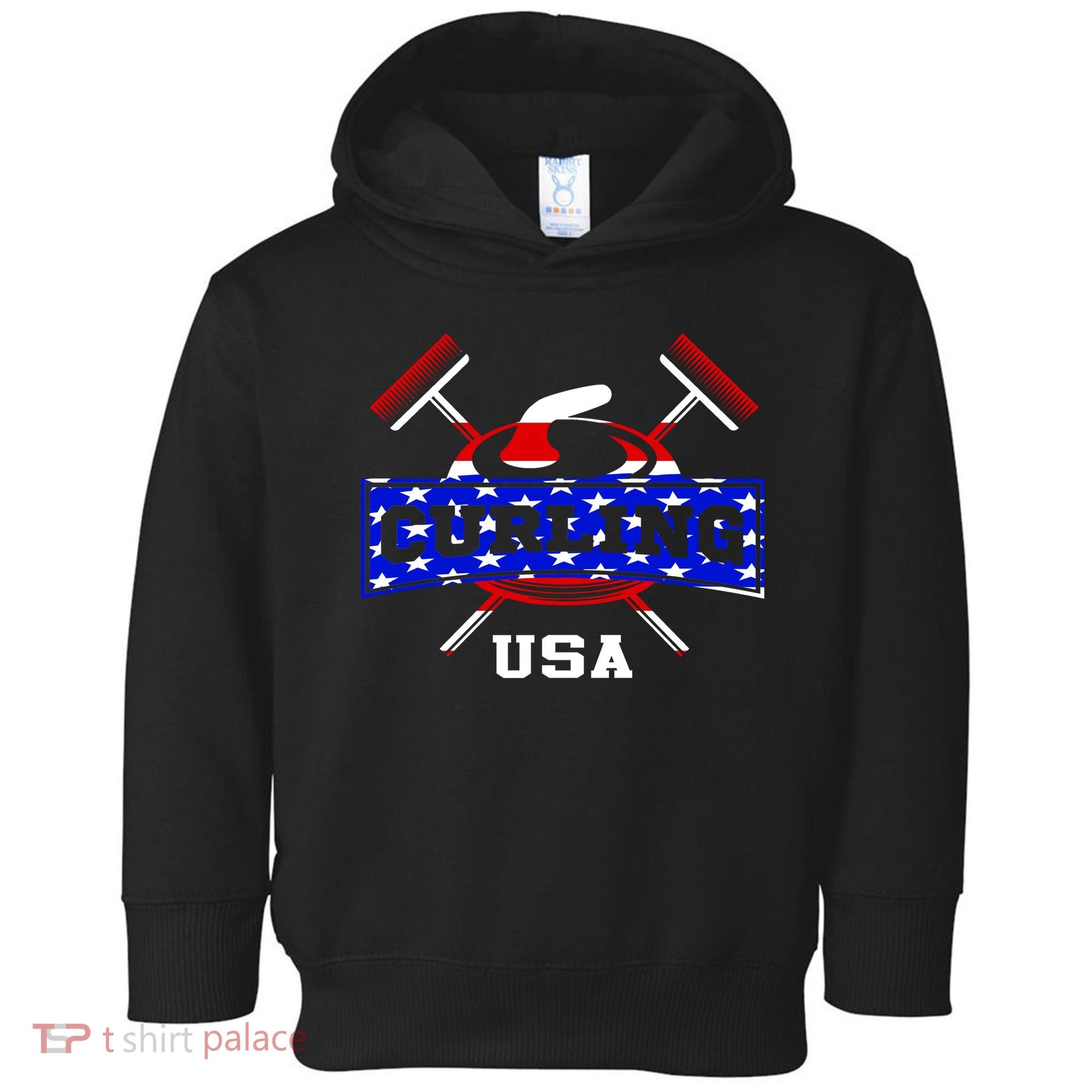 USA Curling Team Champs Winter Sports Games Toddler Hoodie