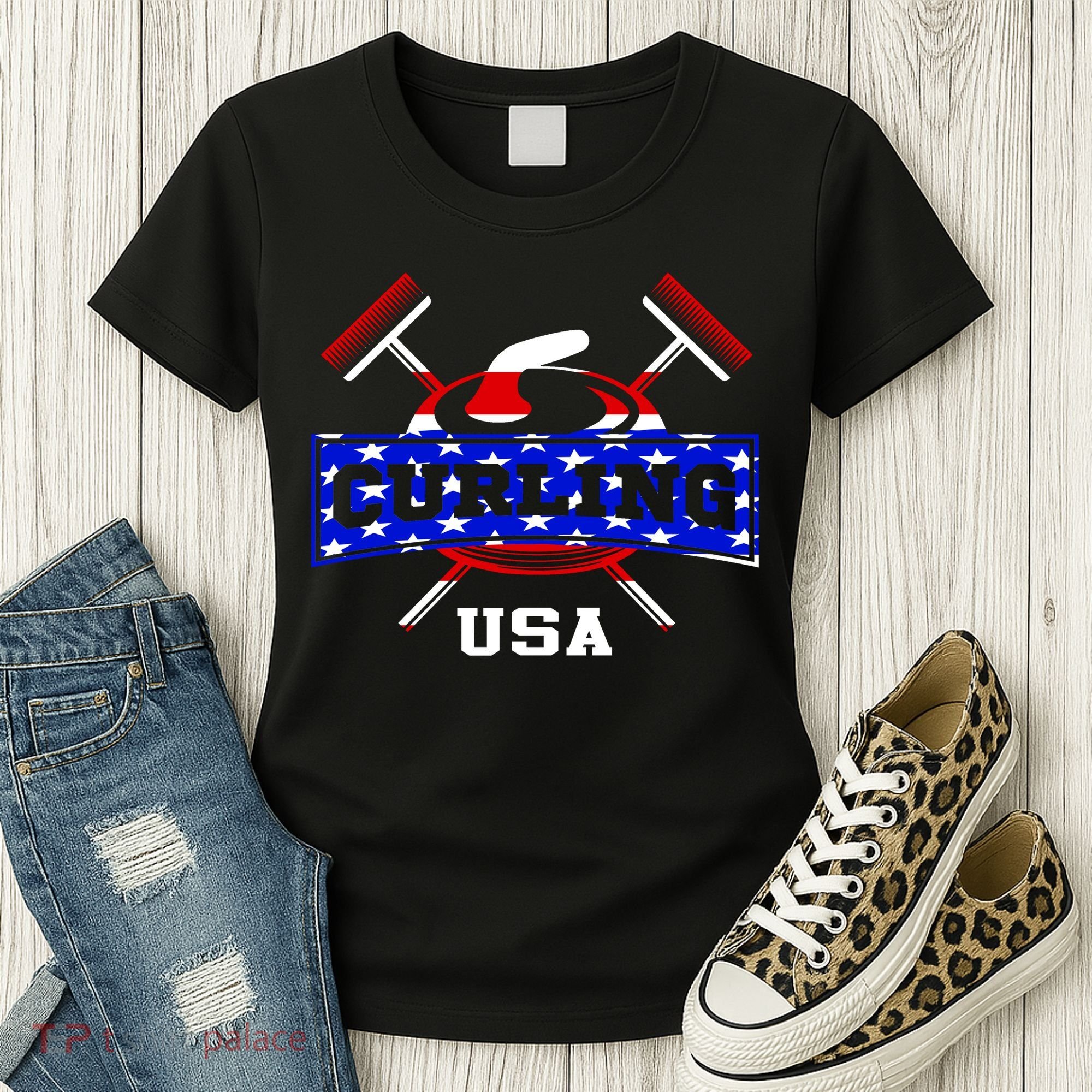 USA Curling Team Champs Winter Sports Games Women's T-Shirt