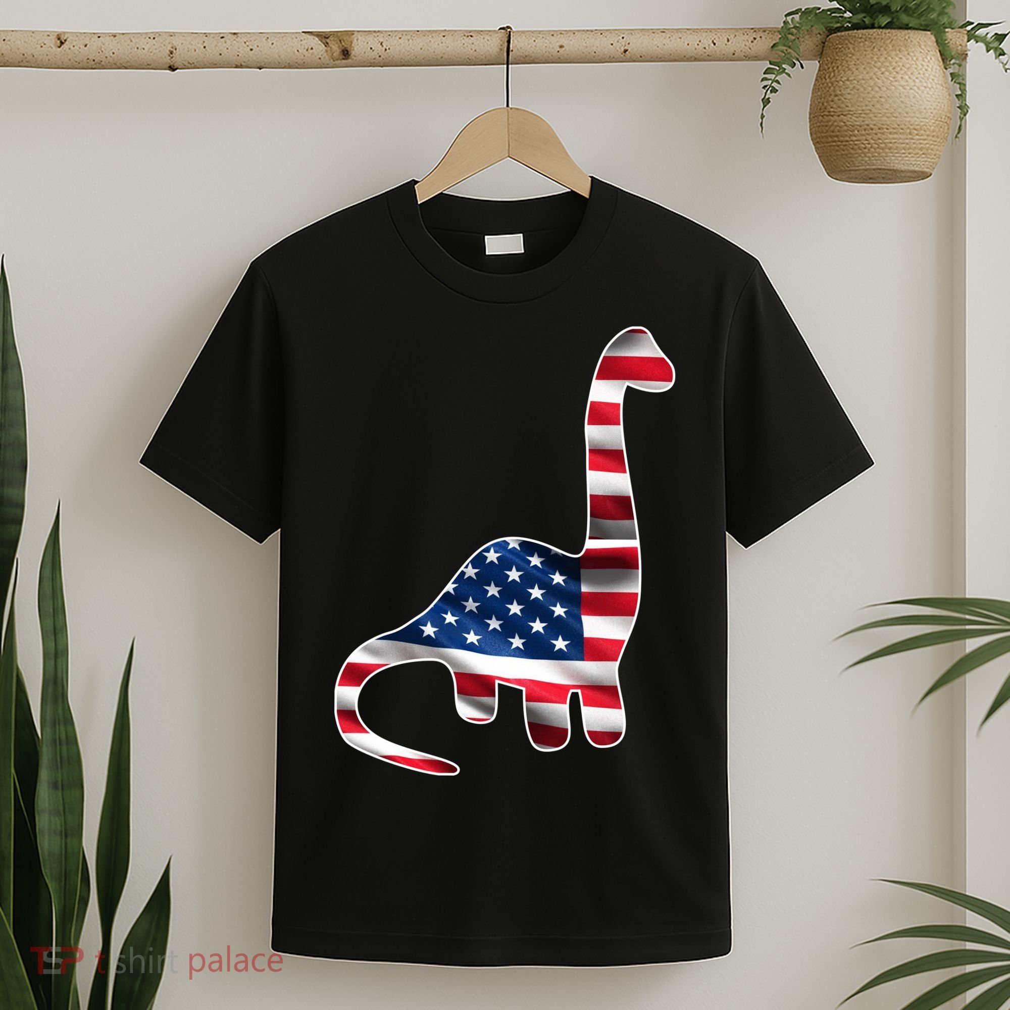 USA Dinosaur American Flag T-Shirt