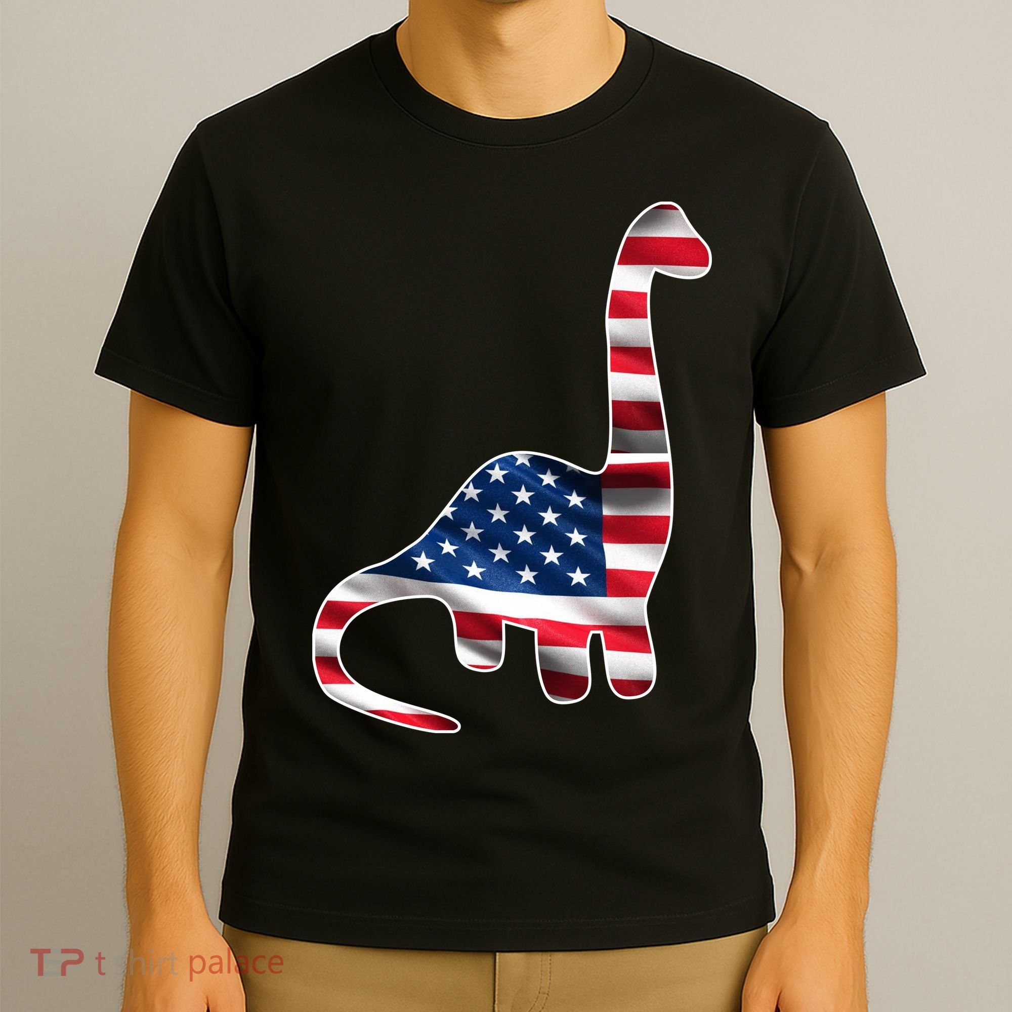 USA Dinosaur American Flag T-Shirt
