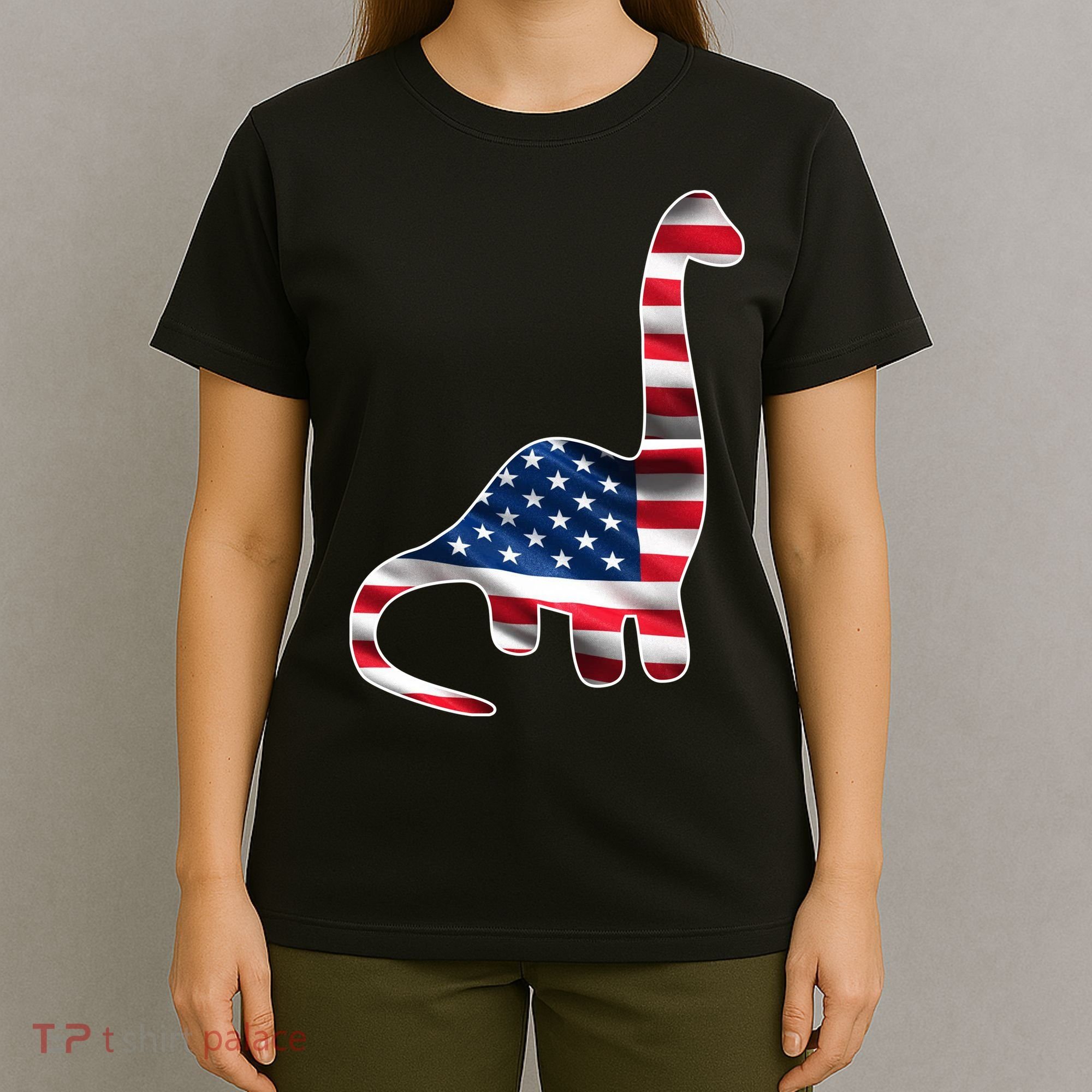 USA Dinosaur American Flag T-Shirt