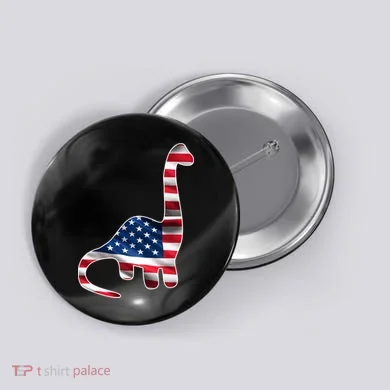 USA Dinosaur American Flag Button