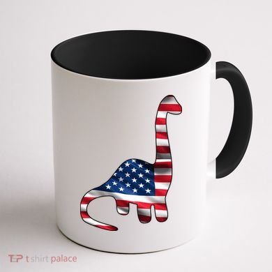 USA Dinosaur American Flag Coffee Mug back