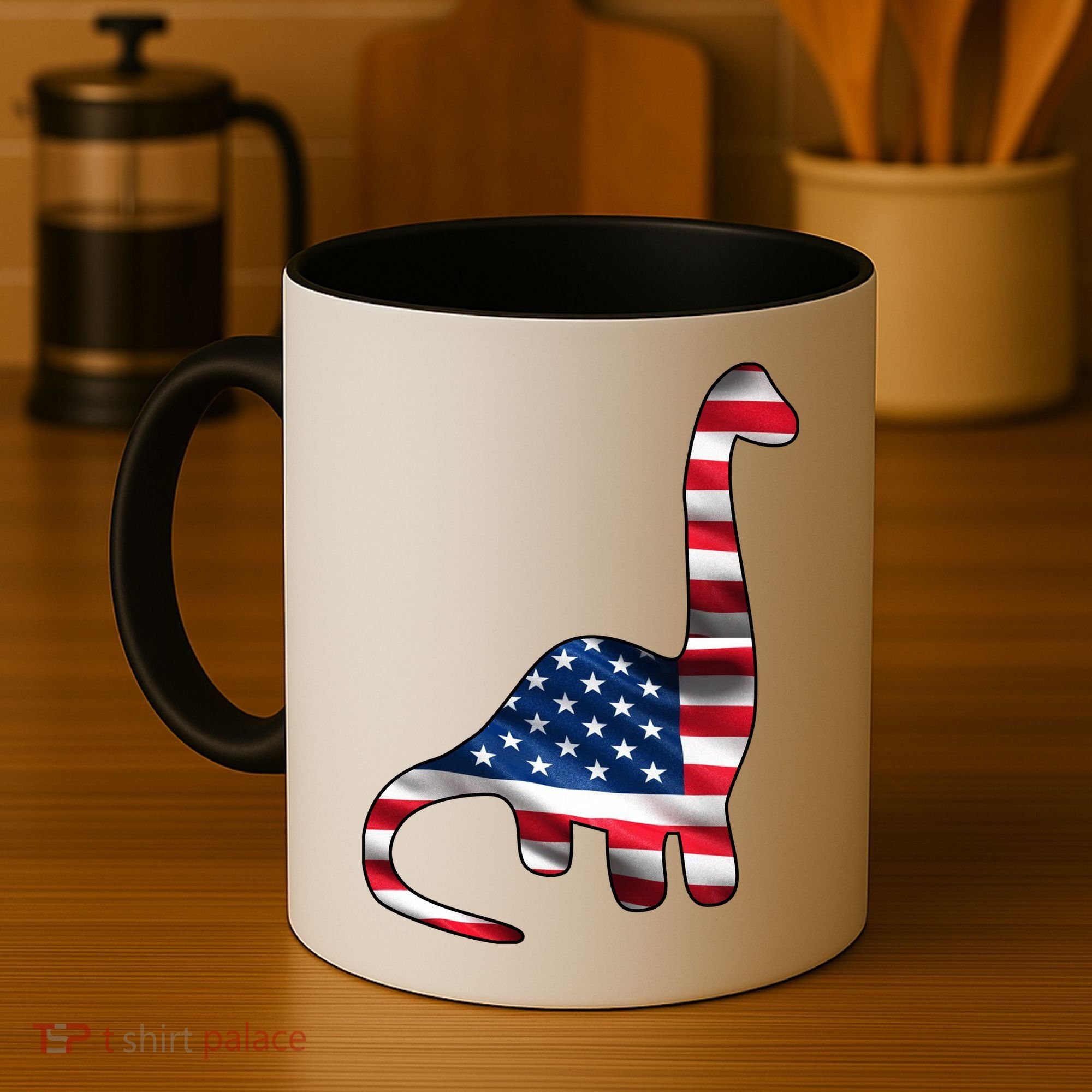 USA Dinosaur American Flag Coffee Mug