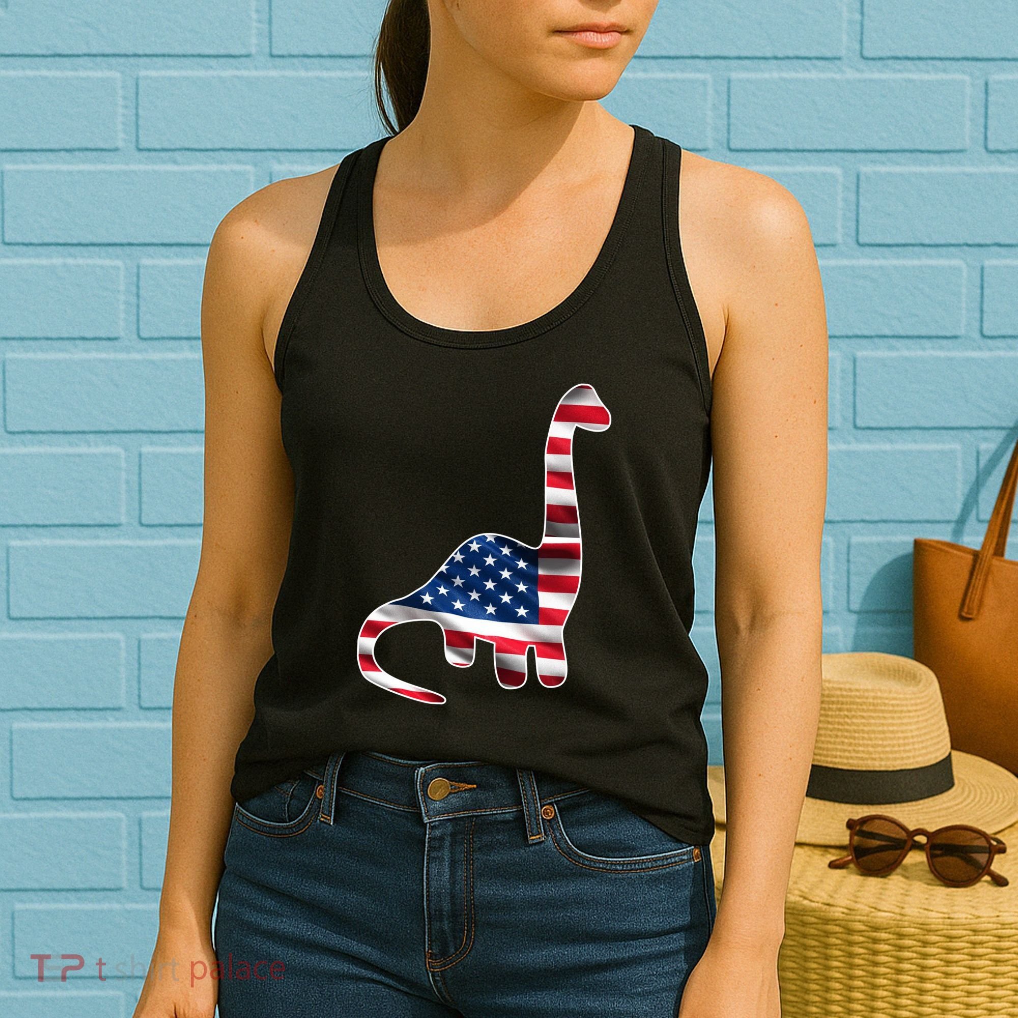USA Dinosaur American Flag Women's Tank Top