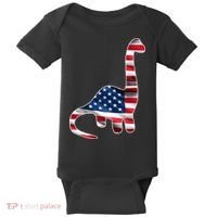 USA Dinosaur American Flag Baby Bodysuit thumb 0