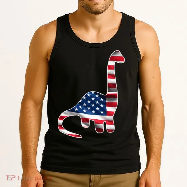 USA Dinosaur American Flag Tank Top