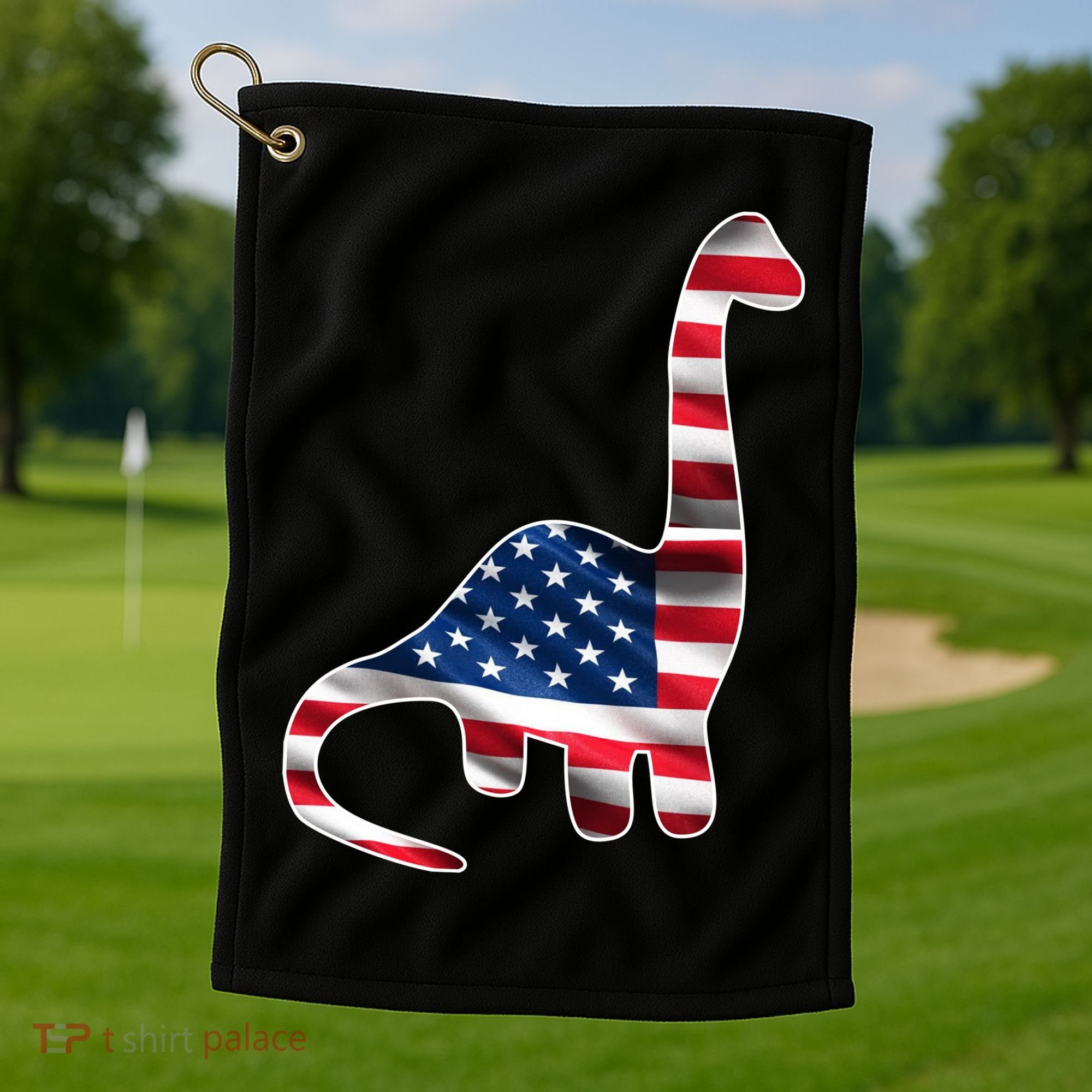 USA Dinosaur American Flag Golf Towel