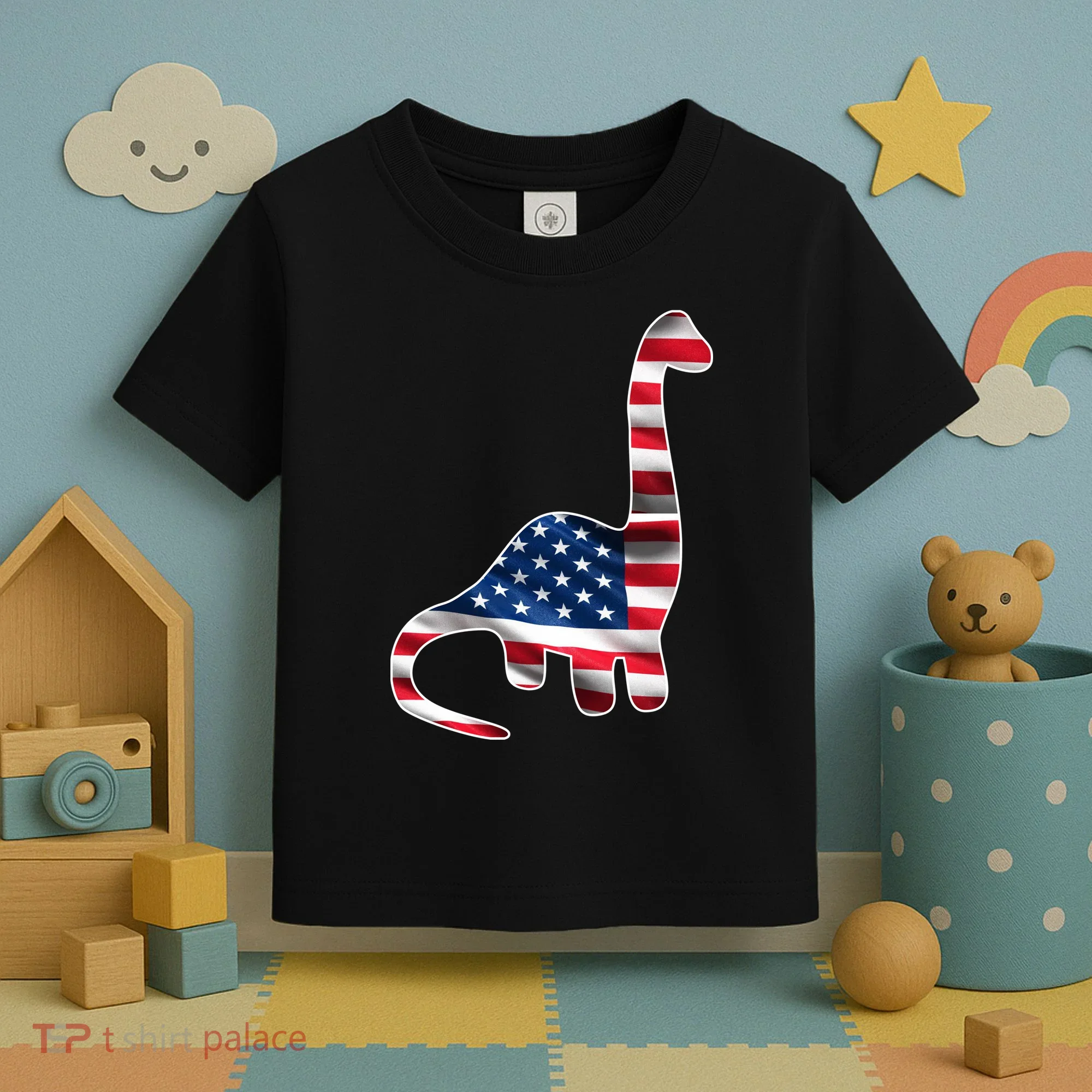 USA Dinosaur American Flag Toddler T-Shirt
