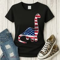 USA Dinosaur American Flag Women's T-Shirt thumb 3